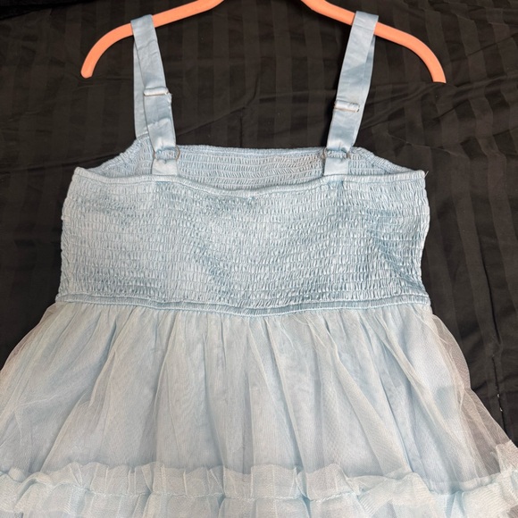 Light Blue Tiered Maxi Dress with Smocked Bodice - Picture 9 of 10